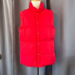 Vintage Lands End Goose Down Puffer Vest Red Snap Front Outdoors